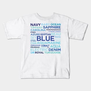 Word Cloud - Shades of Blue (White Background) Kids T-Shirt